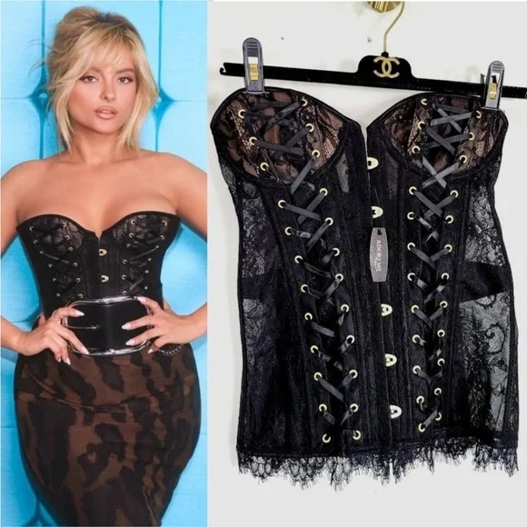 Cross Satin Ribbon Laced Up Corset Victorian